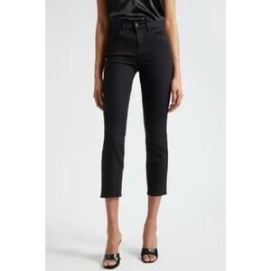 L’Agence Alexia High Rise Cropped Cigarette Jeans Black Noir 28